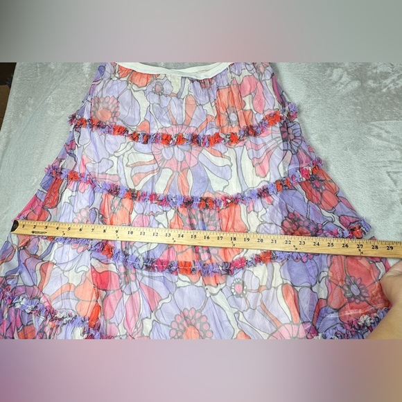 NWT Anthropologie Maeve Floral Tulle Tiered Ruffle A Line Purple Midi Skirt M - Picture 10 of 16
